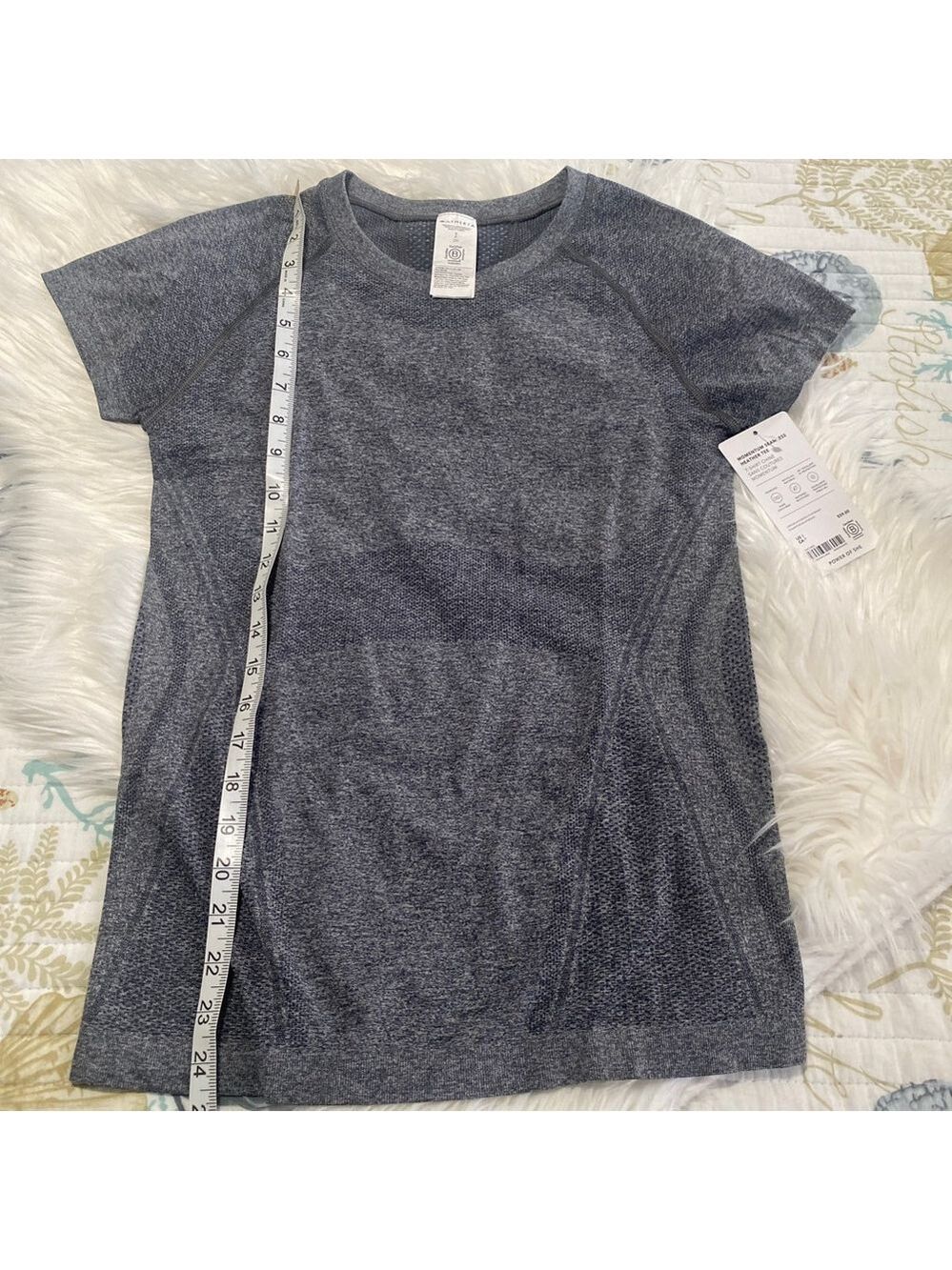 Athleta woman’s Momentum Seamless Heather Tee S Gray/blue - Picture 2 of 5